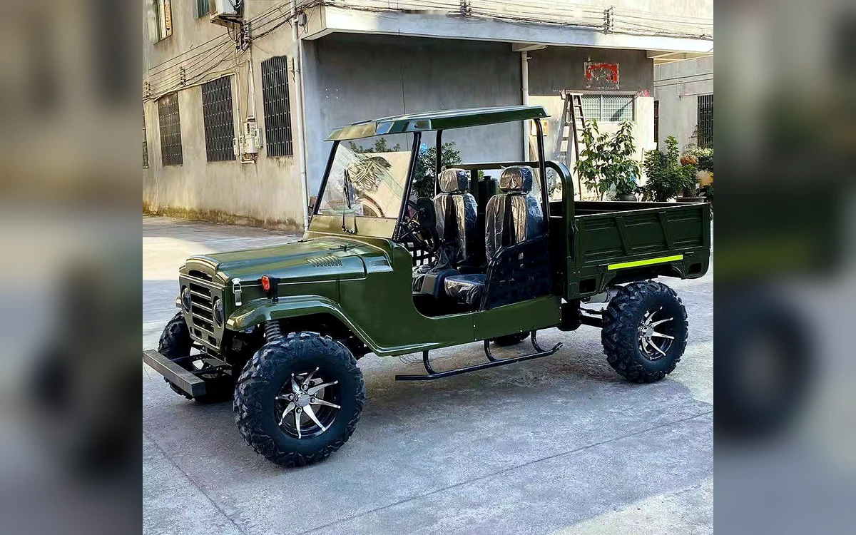 Army Green Trailer Jeep angle 2